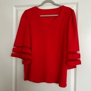 XL Lantern Sleeve red blouse